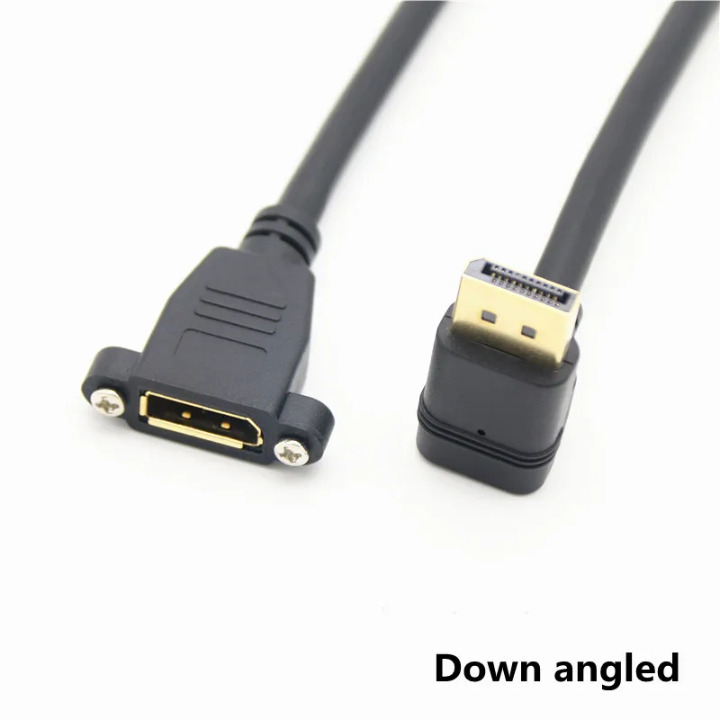 DisplayPort DP1.2V 4K Male Up Down Left Right 90 Degree Angle To Female Socket Panel Mount Extension Cable Display Port 30cm