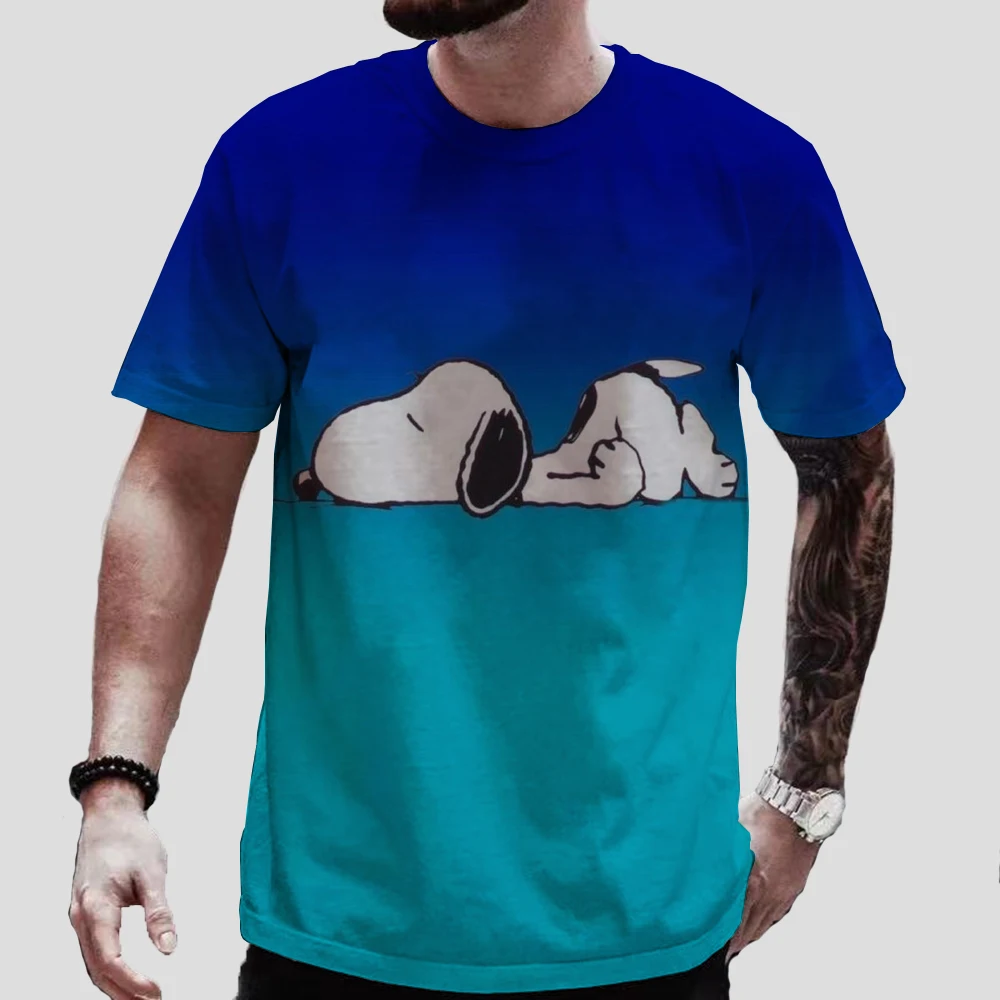 Men's and Women's Snoopy printT-shirts, Round Neck Loose Inkjet Color Scheme Summer Casual Short Sleeved Shirt 110-5XL Kids