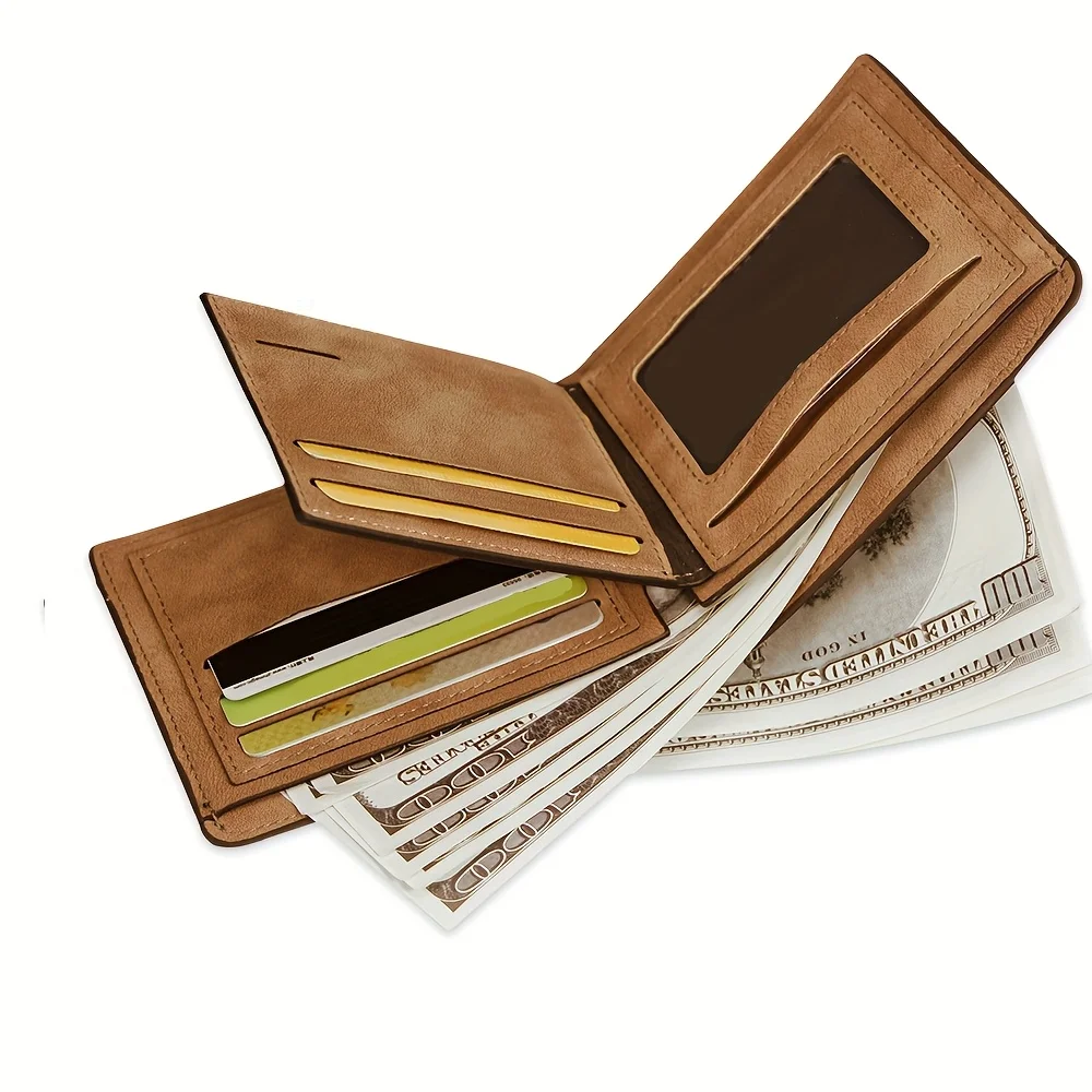 Customized Name Luxury Male Short Wallet Name Engraved High Quality Men Slim Card Holder Brand Purse Exclusive Father's Day Gift - view 3