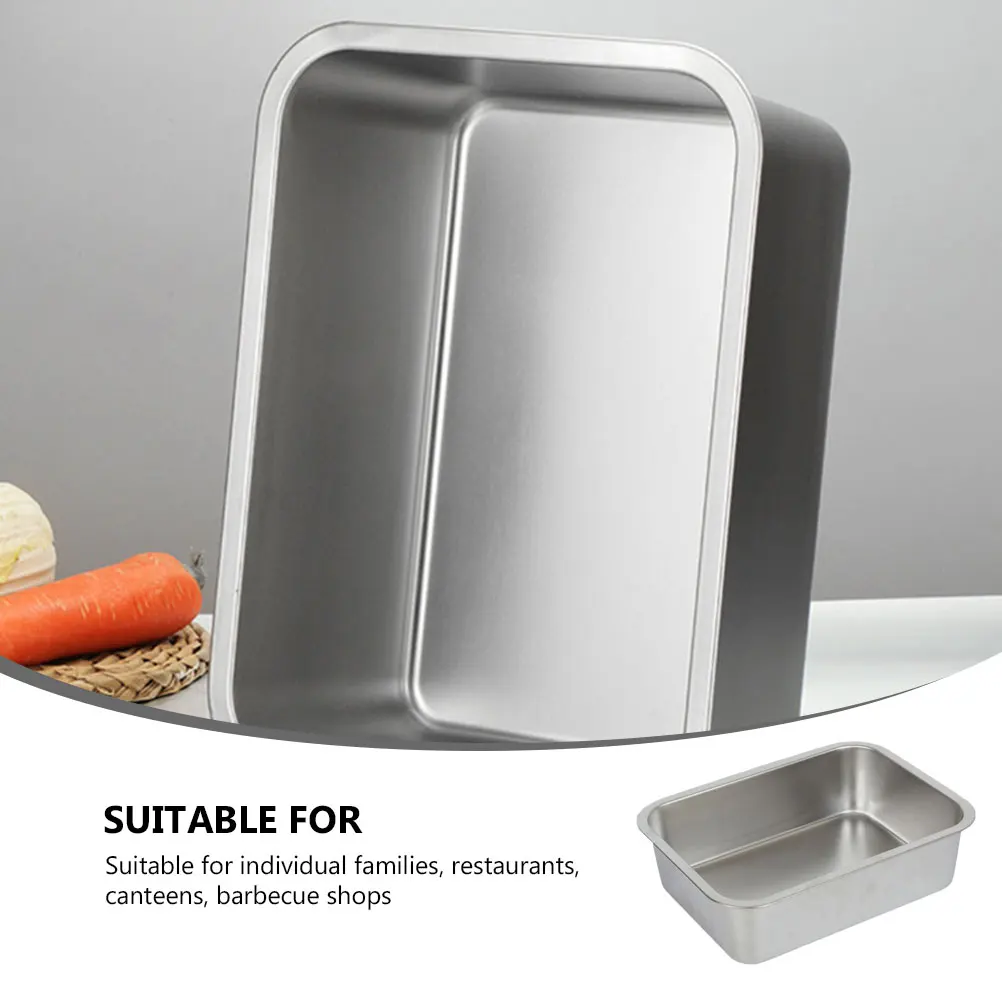 

1pc Stainless Steel Steamed Rice Tray Anti-Rust Multi-Function Food Storage Grilling Fish Vegetables Plate for Home