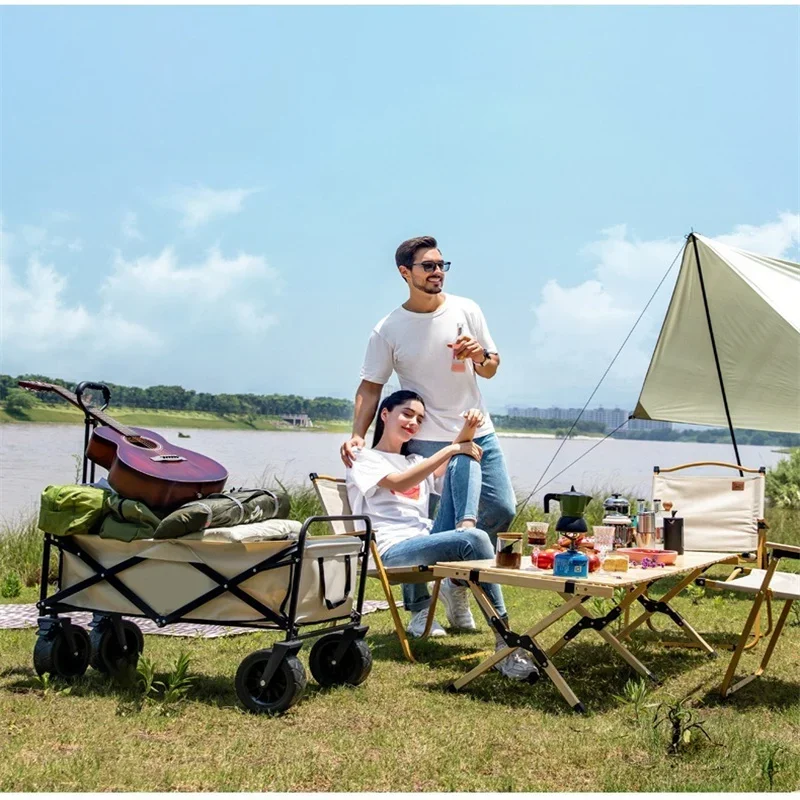 Large Capacity Cargo Storage Pouch Folding Camping Side Bag Foldable Trolley Cart Side Pocket Outdoors