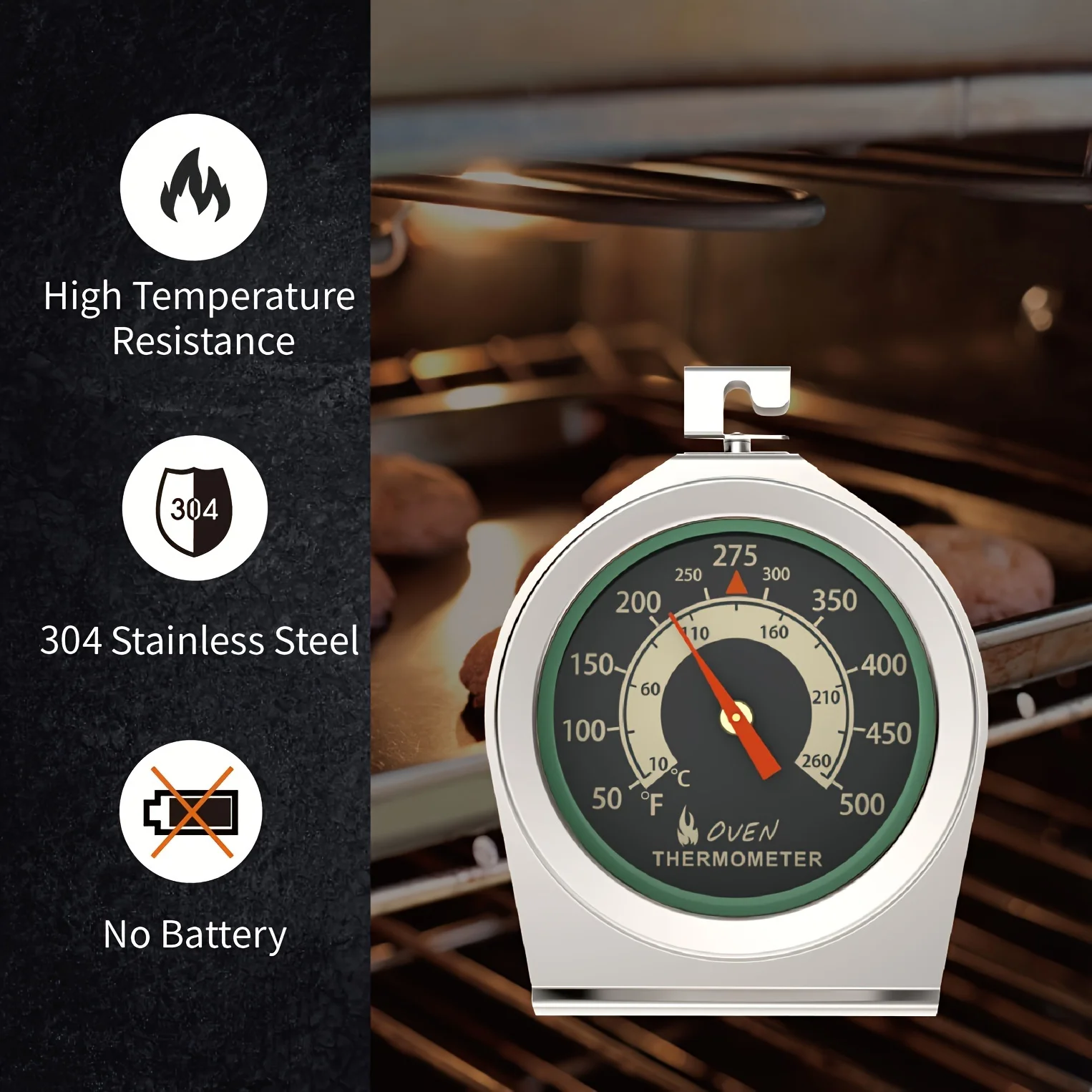 Hot selling oven Thermometer BBQ Baking 2-Inch Dial Classic Series  Stainless Steel  kitchen thermometer