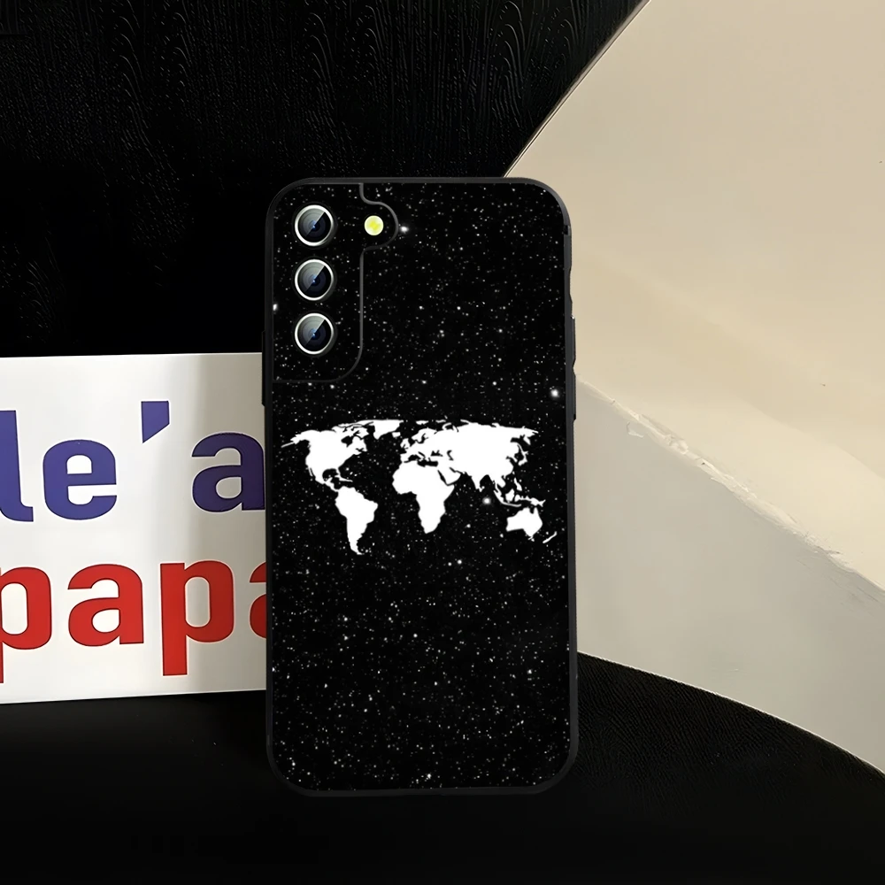 W-World M-Map Travels Phone Case for Samsung Galaxy S20 S24 S21 S23 S22 Ultra Fe Plus A34 A54 A24 A52 A53 M54 Cover