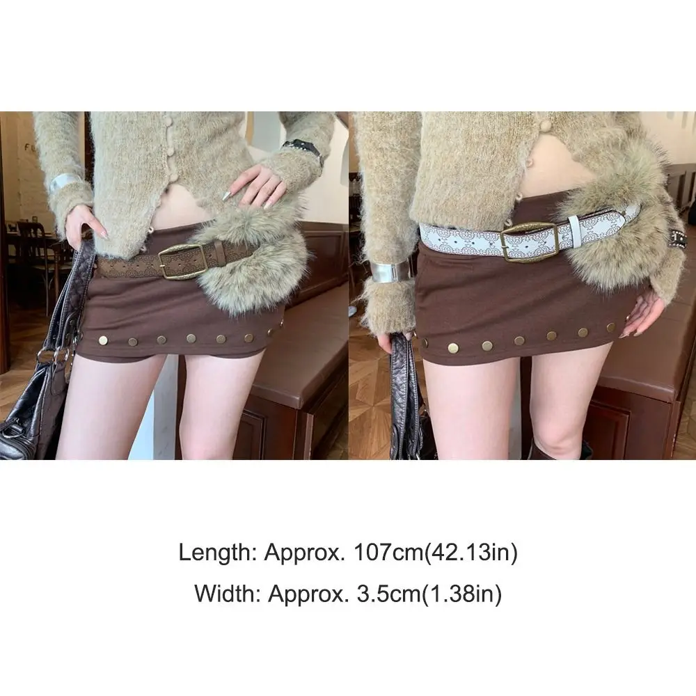 Vintage Trendy Design Faux Pelz Gürtel Punk Allgleiches Geprägte Antik Bronze Gürtel Y2K Plüsch Pelzigen Spleißen Gürtel Frauen Mode