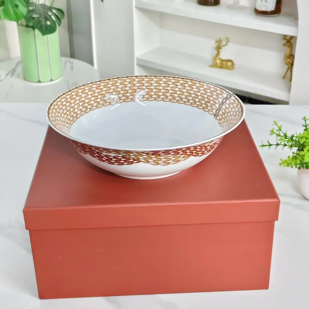 9 Inches Bone China Soup Deep Bowl 23x23x6.5cm Porcelain Big Bowls