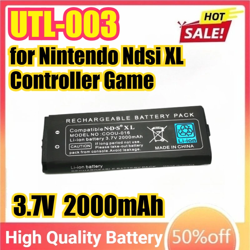 

UTL-003 NDS XL Battery 3.7V 2000mAh for Nintendo Ndsi XL Controller Game Console Li-on Rechargeable Built-in Battery