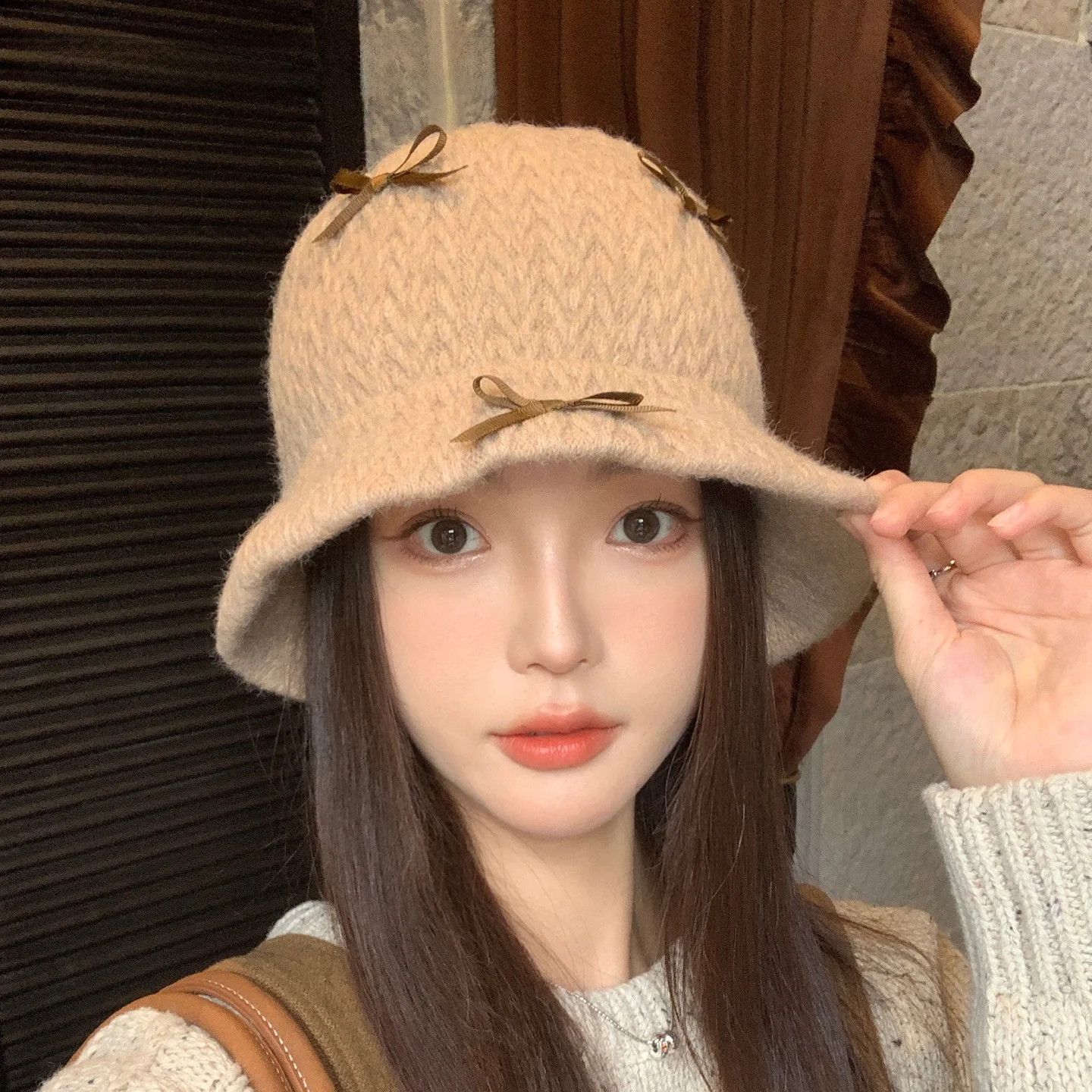 fashionable-versatile-knitted-hat-women's-winter-japanese-style-woolen-fisherman-cap-sweet-cute-elegant-casual-simple-style