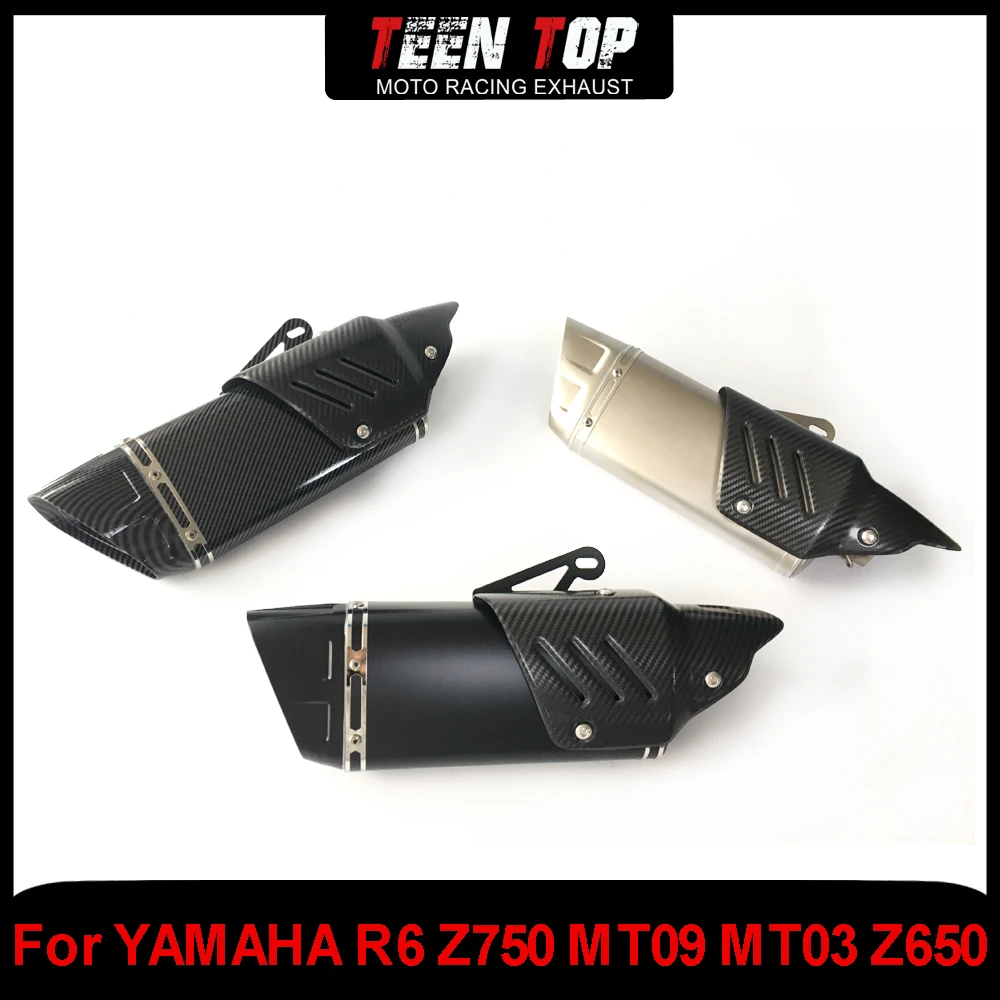 

450mm Motorcycle Universal Exhaust Muffler 51MM For z750 ninja450 ER6N MT03 Z650 CBR650R Exhaust Systems No DB Killer