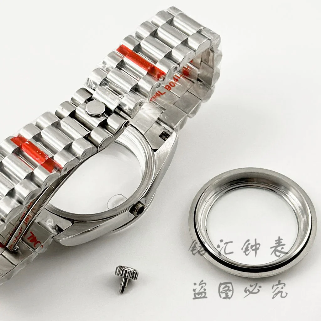 36MM/40MM NH35 Silver Sapphire Crystal Watch Case Presidential Bracelet Waterproof For NH34 NH35 NH36 PT5000 ETA 2824 Movement