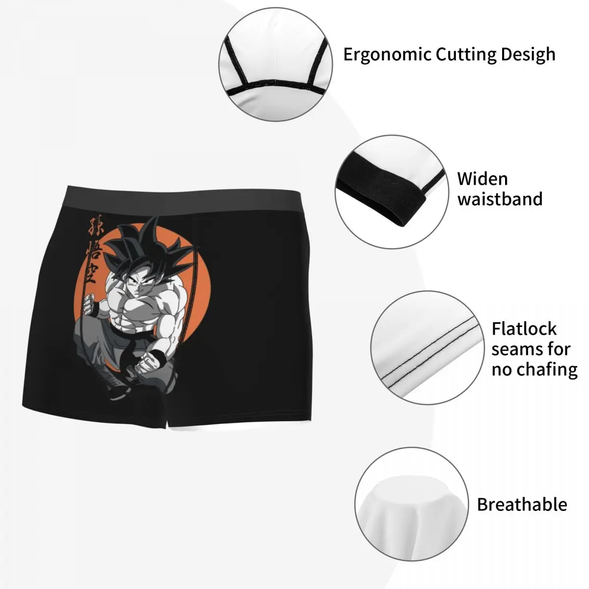 Calzoncillos Boxer DBZ Dragon Ball Goku de Anime para hombre, pantalones cortos, bragas, ropa interior transpirable, calzoncillos sexis de talla grande para hombre