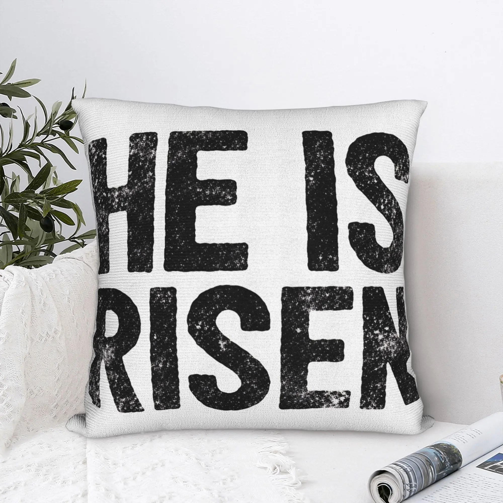 He is Risen Boho Easter Letter Pillow Case  Cute Funny Pillow Cover Custom Pillowcases For Office Car Home Decor