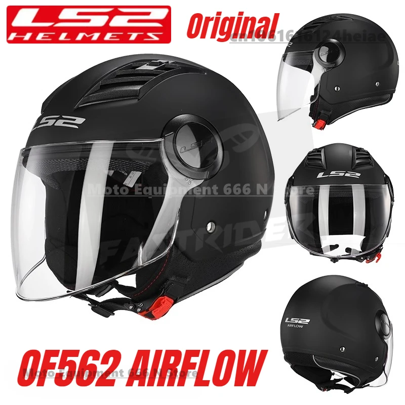 

Original LS2 AIRFLOW Motorcycle Helmet OF562 Summer 3/4 Half Face Helmet Large size Men's and Women's Cascos Para Moto
