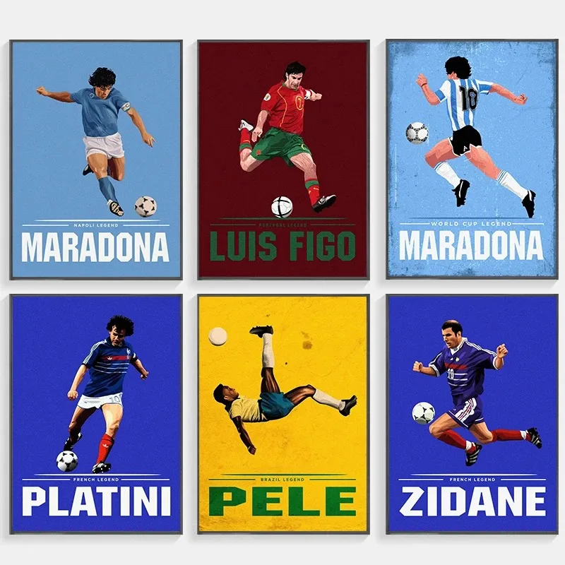 Sport Soccer Football Player Star Wall Art Poster World Famous Idol Home Decor Canvas Painting Mural Collection Print Pictures