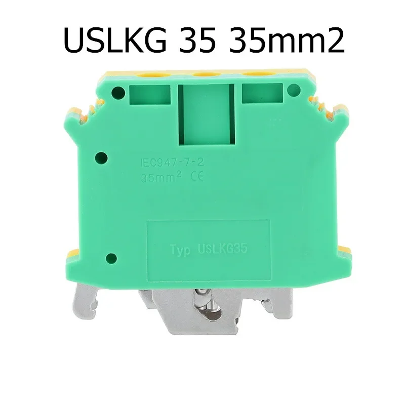 

10Pcs/lot USLKG 35 Din Rail Ground Terminal Blocks Type 35mm2 Universal Wiring Connector Screw Terminal USLKG-35