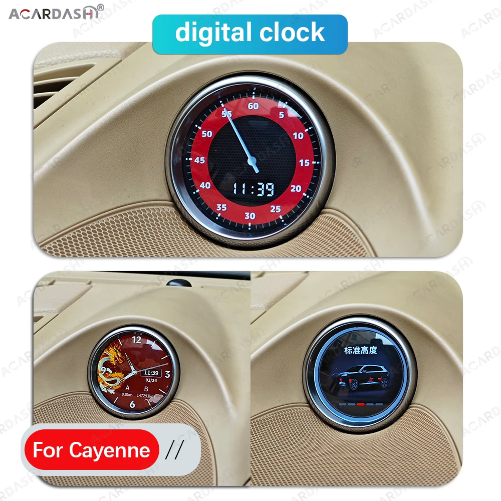 ACARDASH Digital LCD Relógio Central Cronômetro Bússola para Porsche Panamera 970 971 Cayenne e Macan com Mostrador Multi Style