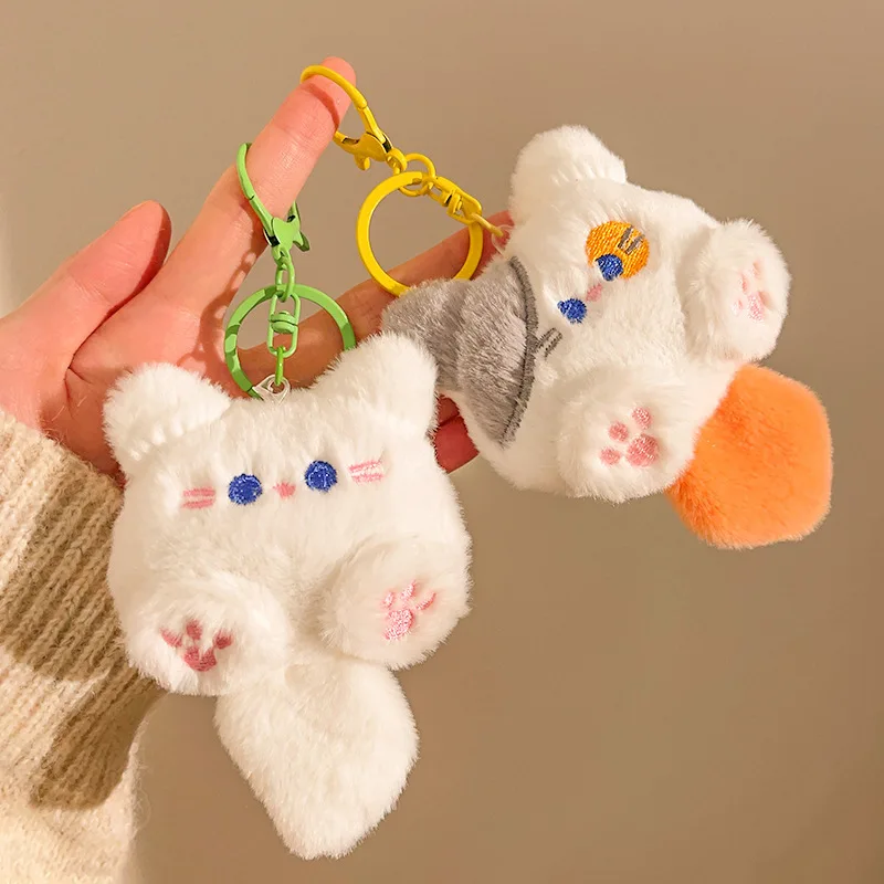 Porte-clés en peluche chat mignon Kawaii, oreilles douces et moelleuses avec pendentif, pour clés, sacs à dos, cadeaux, cadeau de Noël pour les amoureux des chats