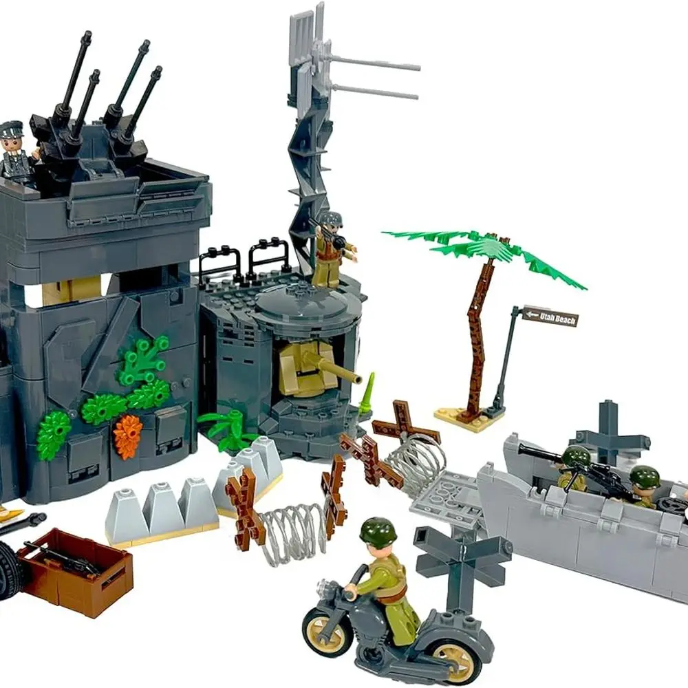 Set di mattoncini del giorno D della parete tedesca dell'Atlantico: regalo ideale a tema storico per gli appassionati e collezionisti