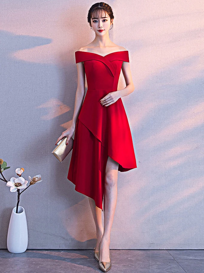 E Vestido de Noche para Mujer, de Lujo, Entallado, de Longitud Media, con un Solo Hombro, para Fiesta, Sexy, con Crema...