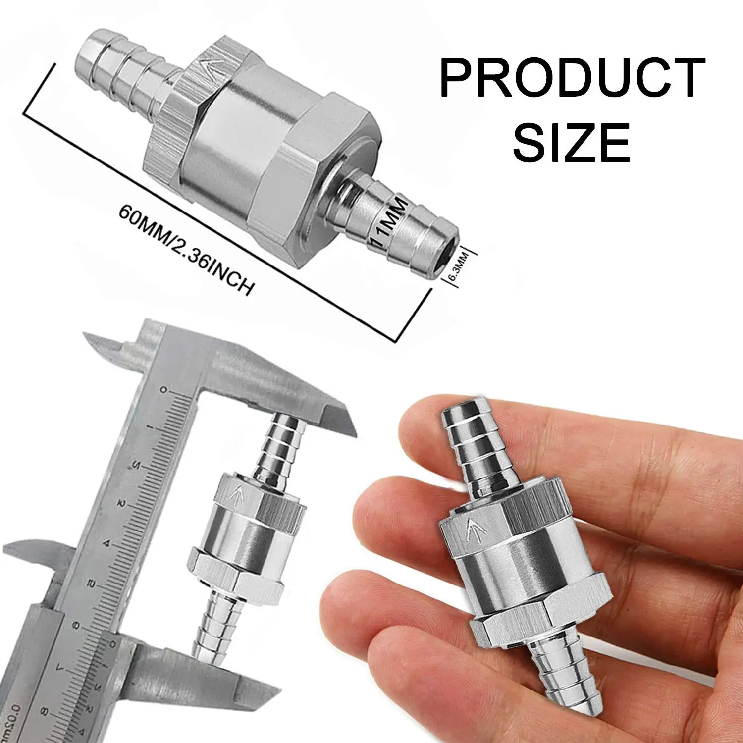 3/8 Inci 10Mm Non-return Satu Arah Aluminium Logam Campuran Perak Garis Bahan Bakar Katup Udara Minyak Bensin Air Diesel untuk Sepeda Motor