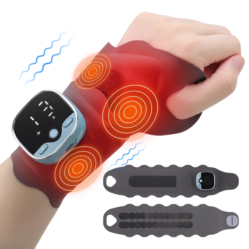 Wrist Massager with Heat, Rechargeable Hand Wrist Massage Device, 5 Modes 9 Levels for Office Work and Daily Relaxation
