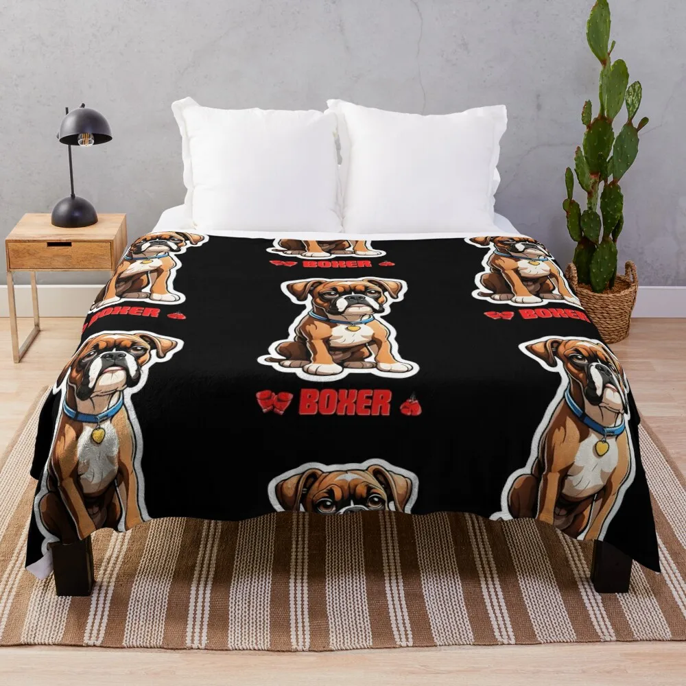 

Aesthetic cute and funny Boxer dog Throw Blanket For Decorative Sofa For Baby Softest Winter beds Blankets