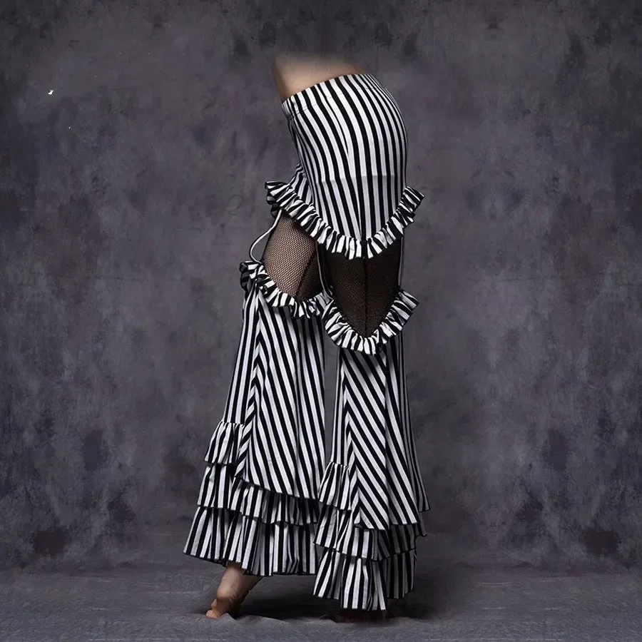 Tribal Dance Pants Zebra Stripes Bell-bottom Dancer Clothes Bellydance Costume Trousers ATS Performance Show Wear Egypt Boho