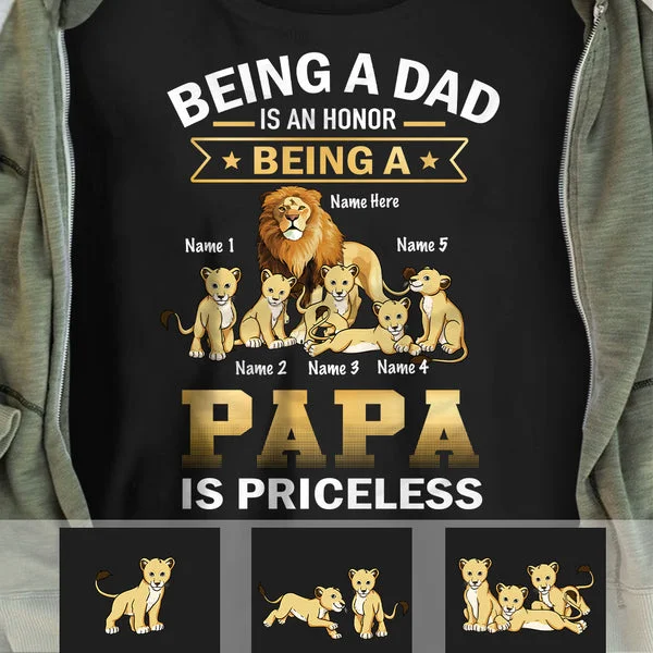 Personalized Dad Grandpa Lion T Shirt Dad Papa Priceless Fathers Day Gift