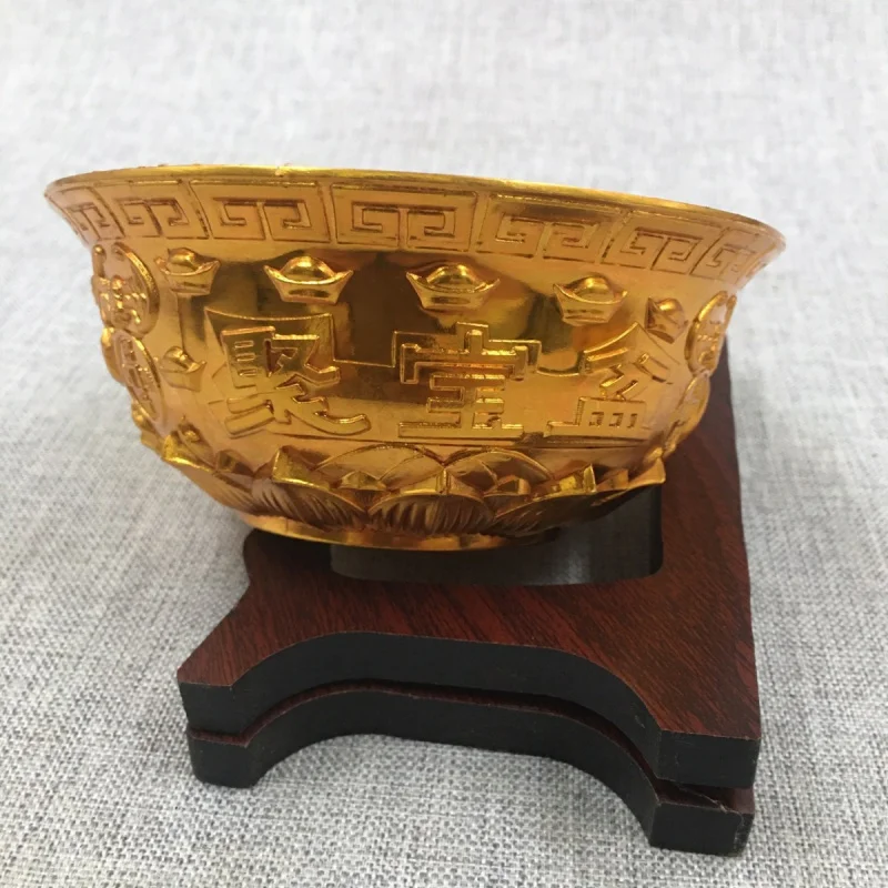 Collectible Qing Dynasty Qianlong Era Gilt Treasure Bowl Copper Bowl Antique Item Collectible Home Decor