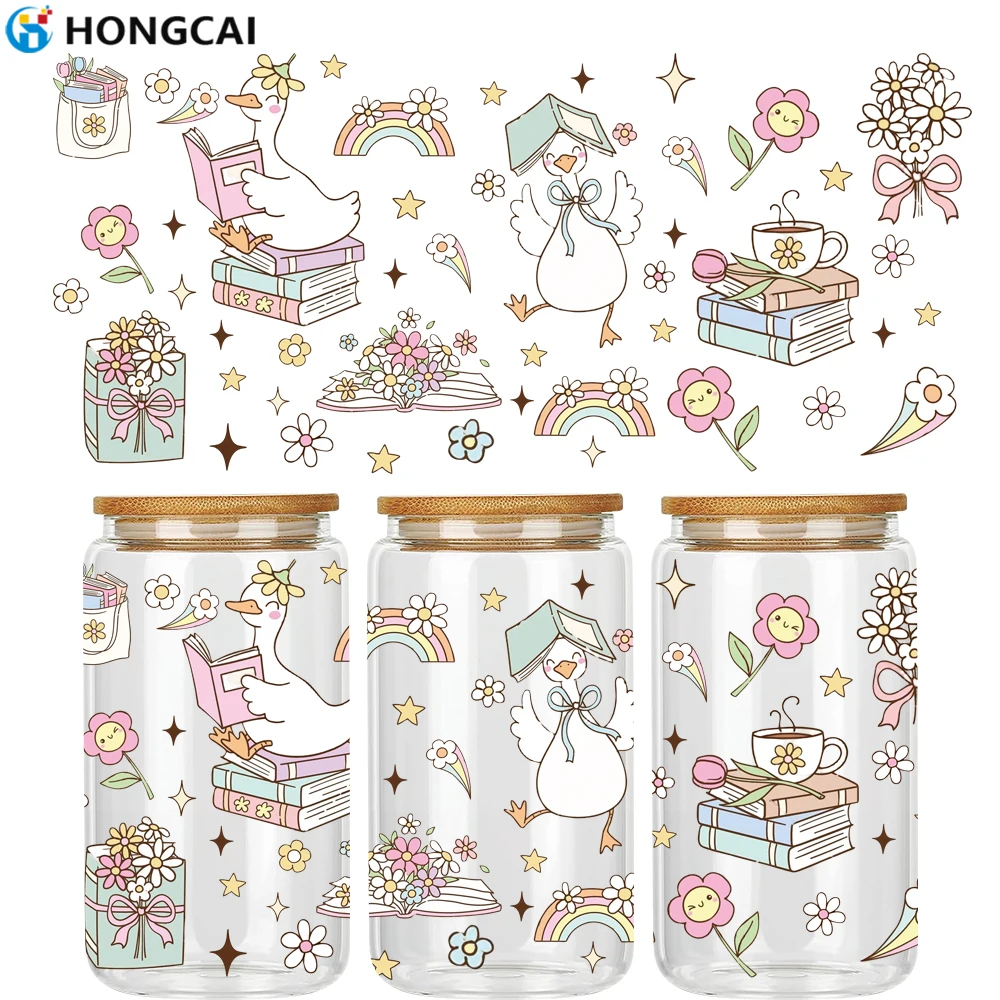 

Мягкая и милая наклейка-утка для чтения, УФ-печать DTF, подходит для стаканов объемом 16 унций, успокаивающий и свежий дизайн, долговечная и прочная.