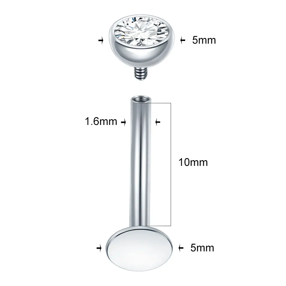 1/5PCS Titanium Curved Belly Button Rings 14G CZ Floating Belly Button Rings 10mm Navel Piercing Labret Lip Stud Women Jewelry