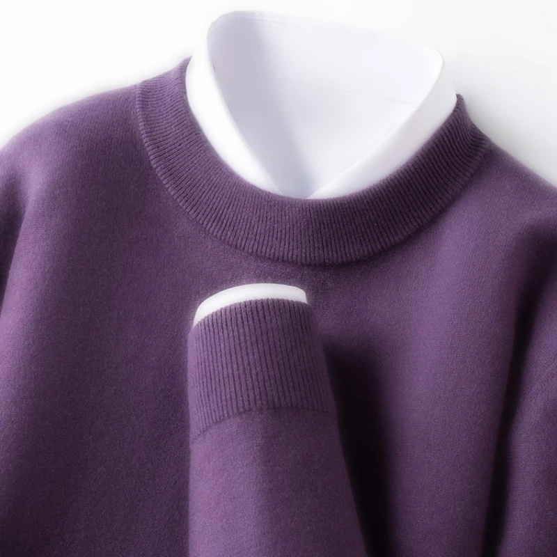 

350 г свитер из 100% мериносовой шерсти, антипиллинг, 9 цветов, мужской пуловер с круглым вырезом - универсальный базовый слой или верхняя одежда