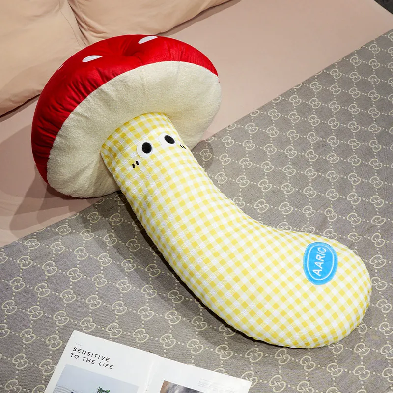 Juguetes de peluche de setas suaves, almohada larga abrazable, planta suave rellena, estilo seta, muñecos para dormir, cojín trasero, decoración del hogar