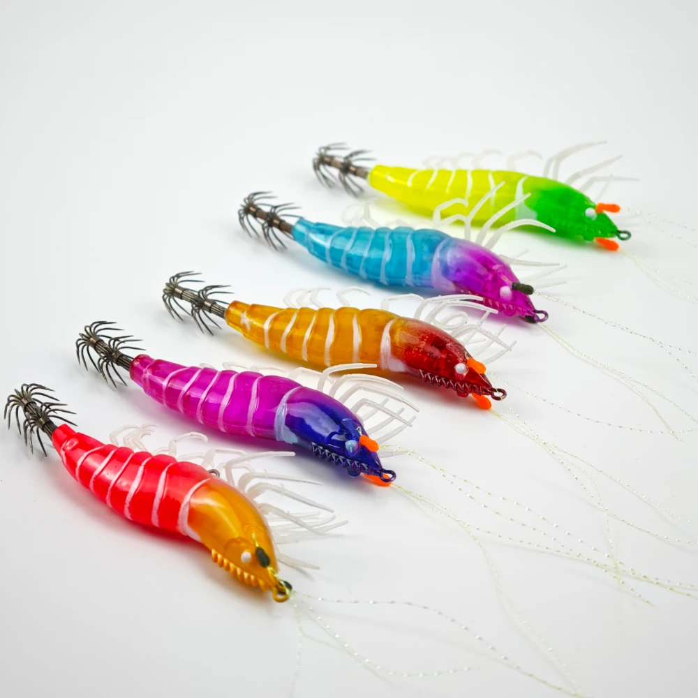 5 قطعة/المجموعة 10.5 سنتيمتر توهج الروبيان الجمبري إغراء المياه المالحة الروبيان الصيد إغراء البحر الصيد الأخطبوط الطعم الحبار الصيد اكسسوارات