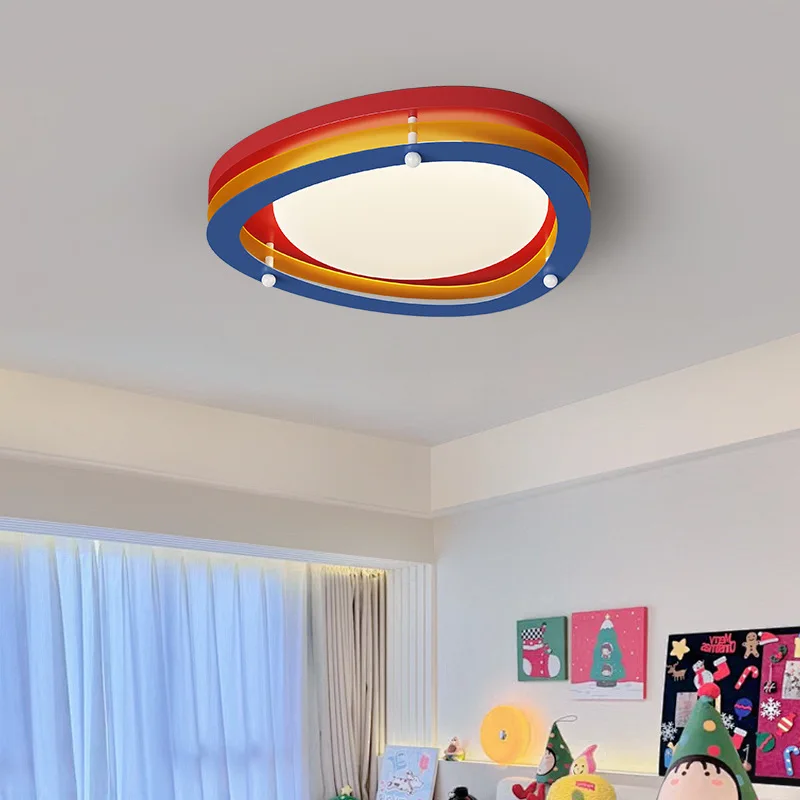 Memphis Macaron Colorful Rainbow Ceiling Lamps Red Yellow Blue Bedroom Ceiling Light Kids Study Living Room Round Ceiling Lamp