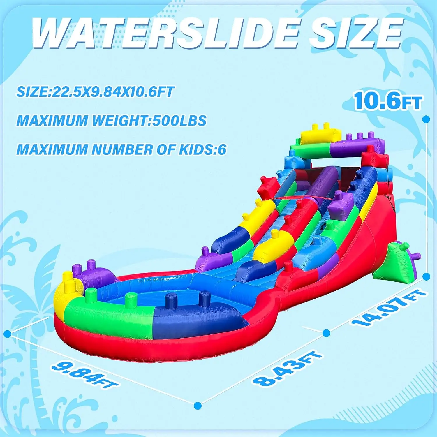 Inflatable Outdoor Water Slide for Kids, 22.5 FT Giant Backyard Water Slide with Splash Pool, 22.5 x 10.6 x 9.8 FT, Heavy-Duty Fabric, Fast Setup, Summer Fun (Blower Not Included)