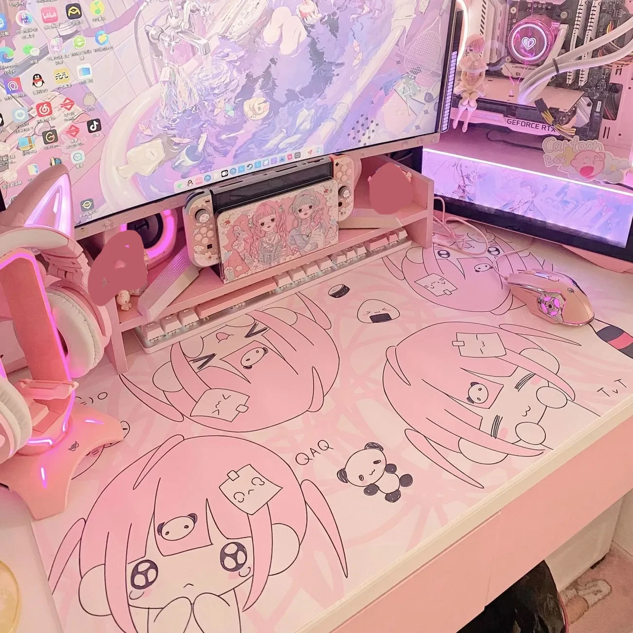 

Original Ins-style Cat Girl PU Leather Desk Mat | Kawaii Anime Study Table Pad, Waterproof Cute Room Decor for Girls