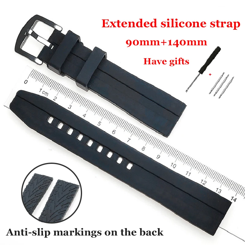 Lengthen Silicone Rubber Watch Strap 20mm 22mm Sports Watchband Blue Wristband Bracelets Reloj for Galaxy Watch for Huawei Watch