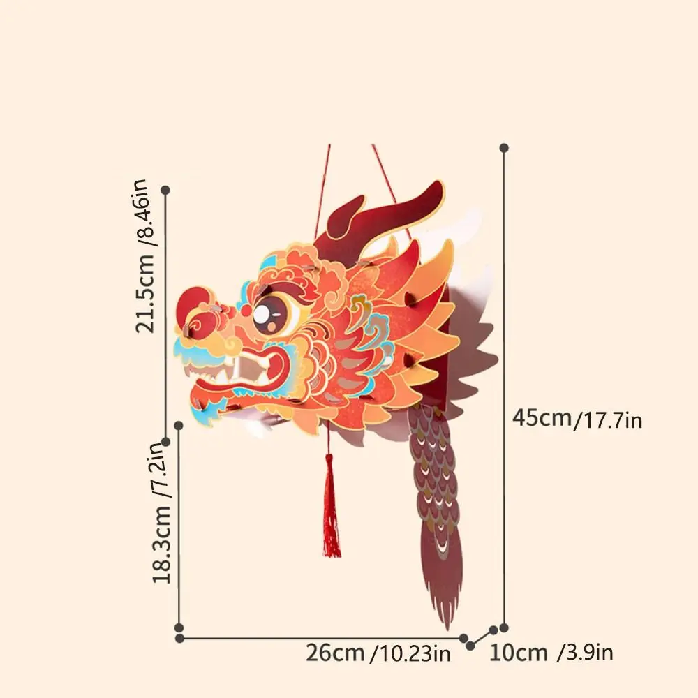 โคมไฟฉายภาพมังกรปีใหม่ทำด้วยมือมีโคมไฟแบบถือเรืองแสง DIY มือถือ