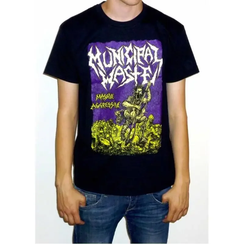 Municipal Waste Massive Aggressive Black T shirt NEW OFFICIAL fatal feast ò