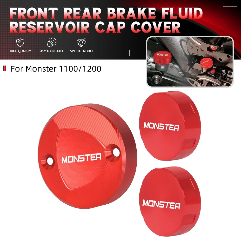 Motorcycle Front Brake Clutch & Rear Brake Fluid Reservoir Cover Cap FOR Ducati Monster 1100 1200S R S EVO 2008 2009 2010-2019