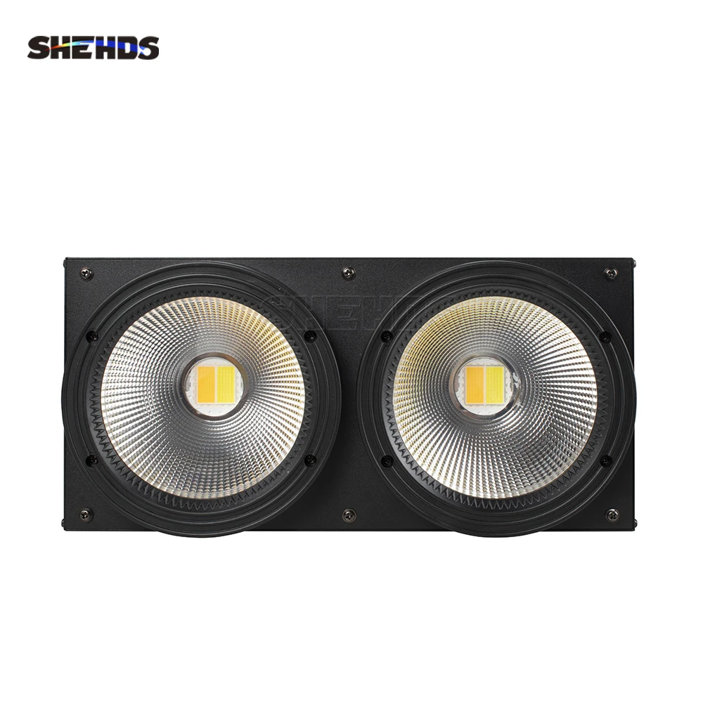 SHEHDS LED 2 Eyes 200W DMX Cool+Warm White COB High Power Blinder Stage Lamp for Theater Concert Decorative Effect Light