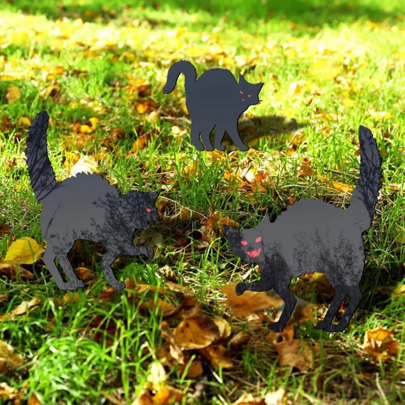 

Halloween Scary Cat Silhouette Acrylic Outdoor Yard Decor Halloween Garden Stake Lawn Art Spooky Decorations for Halloween Party