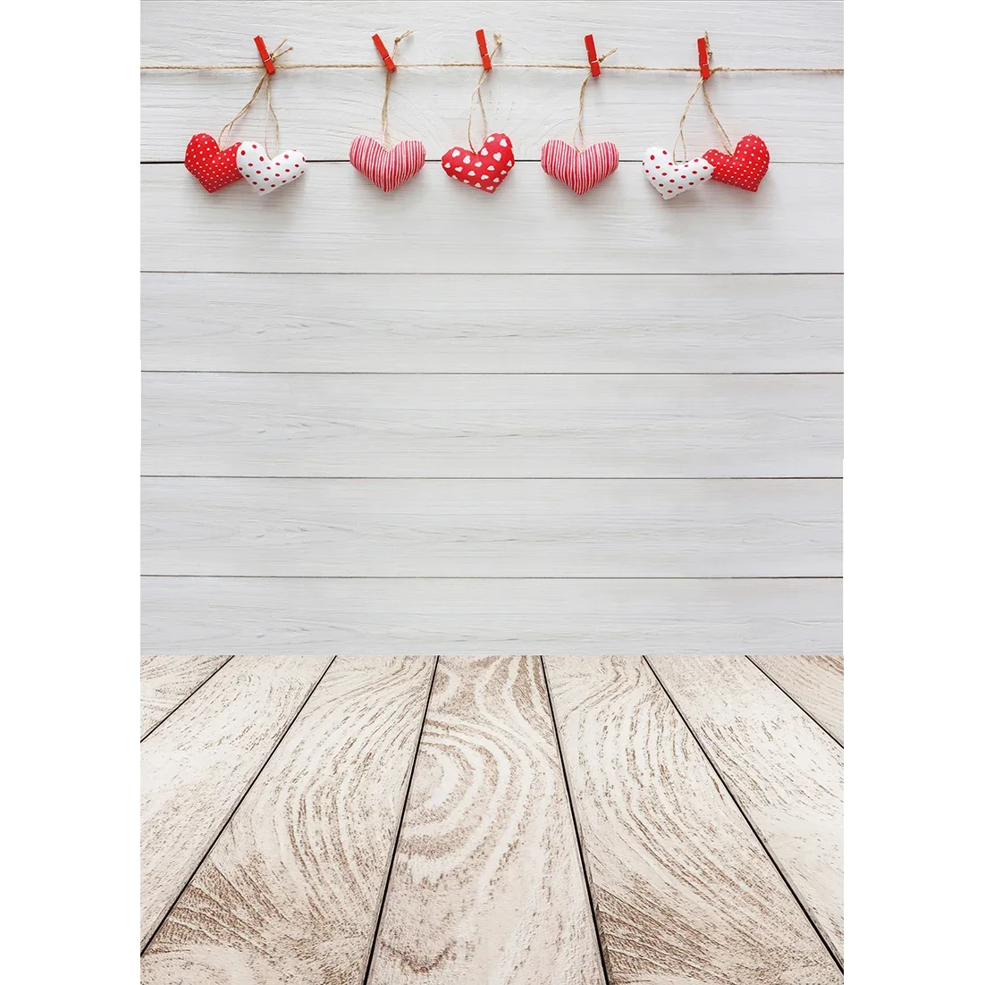 Flower Wooden Floor Photography Backdrops Valentines Day Photoshoot Background for Children Lovers Portrait Wedding Photo Studio