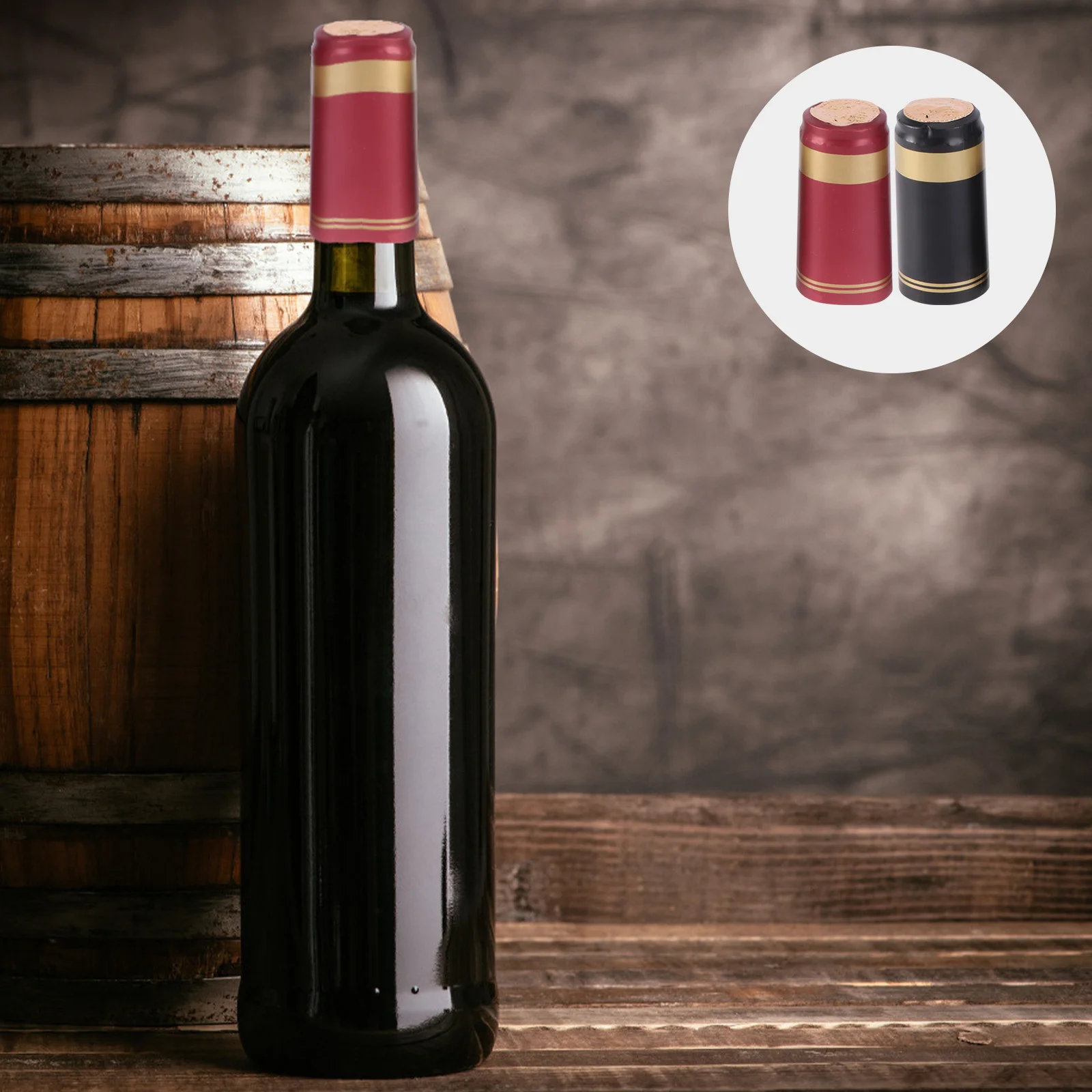 

100 шт. термоусадочные капсулы с красным золотым краем, черные для уплотнительной крышки для бутылок вина, профессиональный вид, винодель, домашнее пивоварение, вино