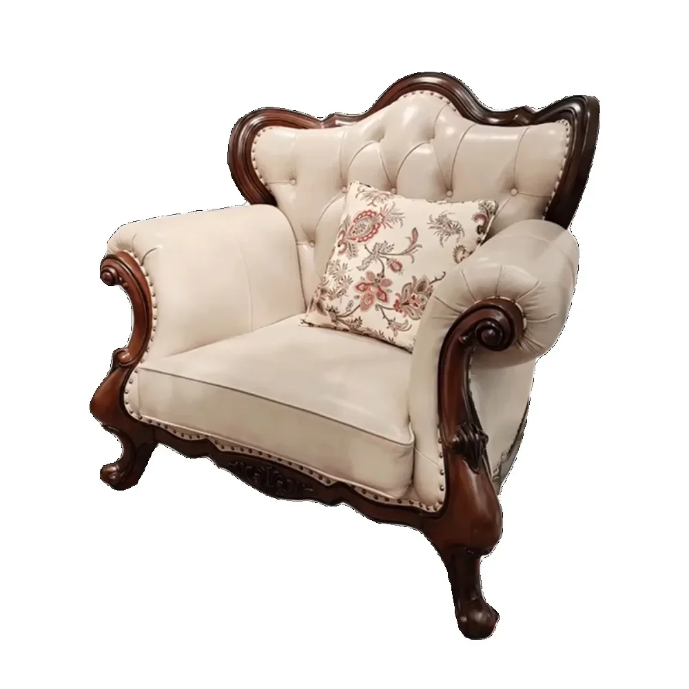 

~Light luxury leather sofa American minimalist large apartment high-quality rosewood first-layer cowhide sofa combination