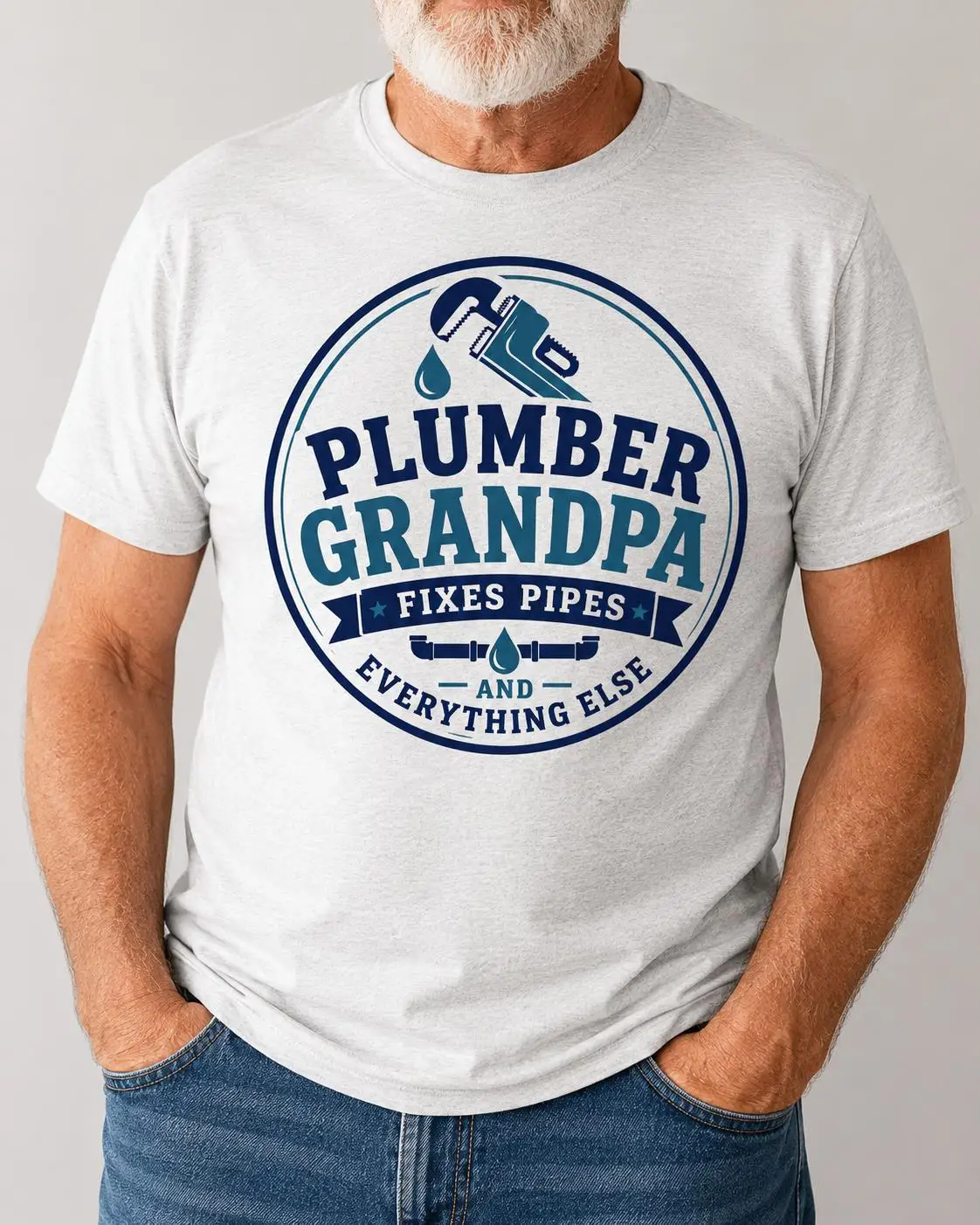 Plumber Grandpa T-Shirt Father's Day Gift for Plumber Blue Collar Shirt Trade Worker Gift High-Quality T-Shirt Classic Fashion