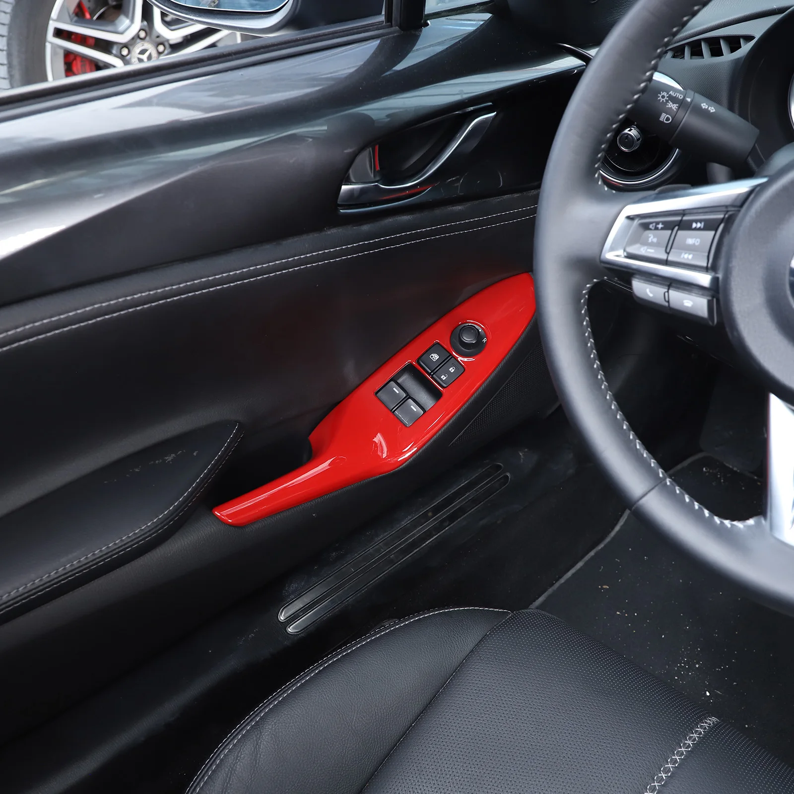 

For Mazda MX-5 2016-2023 LHD ABS/ Real Carbon Fiber Window Lifting Button Decorative Frame Sticker Car Interior Accessories