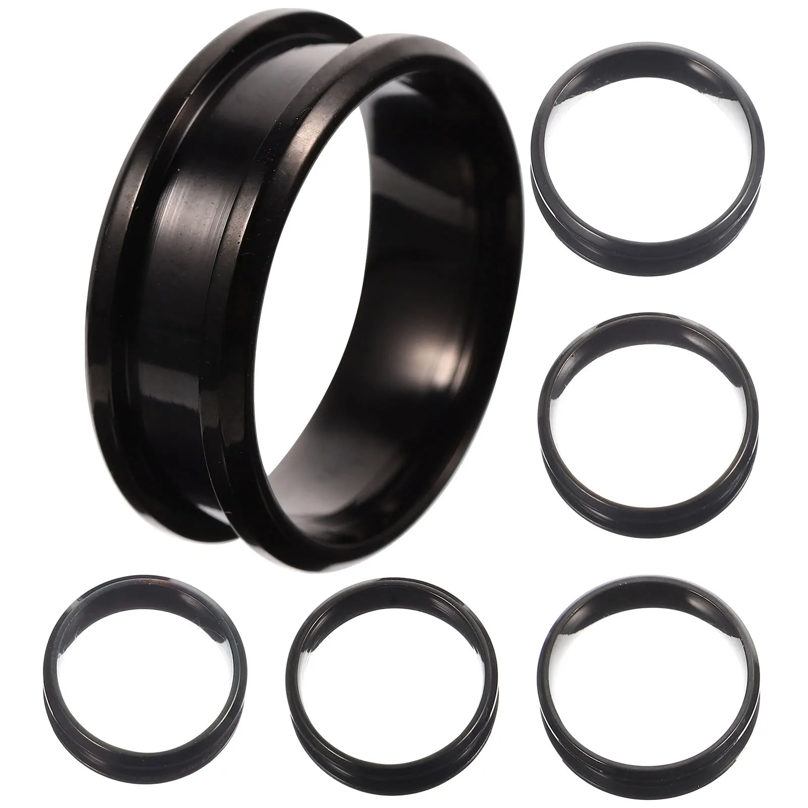 6 Stück Edelstahl-Fingerringe mit Rillen, poliert, glatt, Ringrohlinge, DIY-Schmuckherstellung, Metall-Fingerringe für individuelles Handwerk
