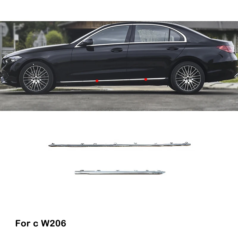 2066982100 A2066982200 A2066980100 A2066980200 For Mercedes Benz C Class Klass W206 Car Door Side Skirts Chrome Trim Styling