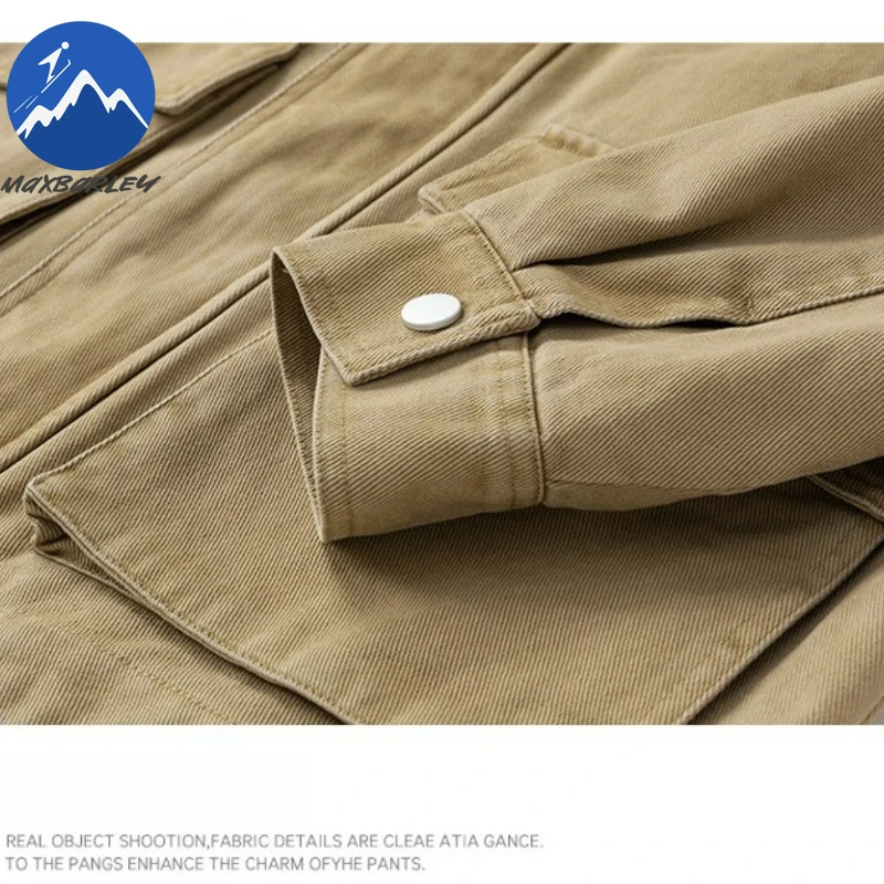 Maxbarley Men Bomber Jacket Windbreakers Zipper Cotton Coat Man Loose American Style Vintage Cargo Outwear 2025 Autumn Clothing